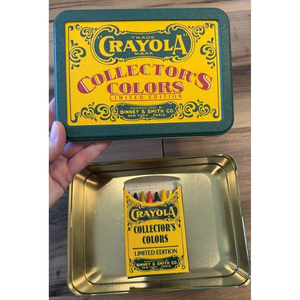 Vintage 1991 Crayola Collector's Colors Limited Edition Tin w/ 8 Crayon Pack